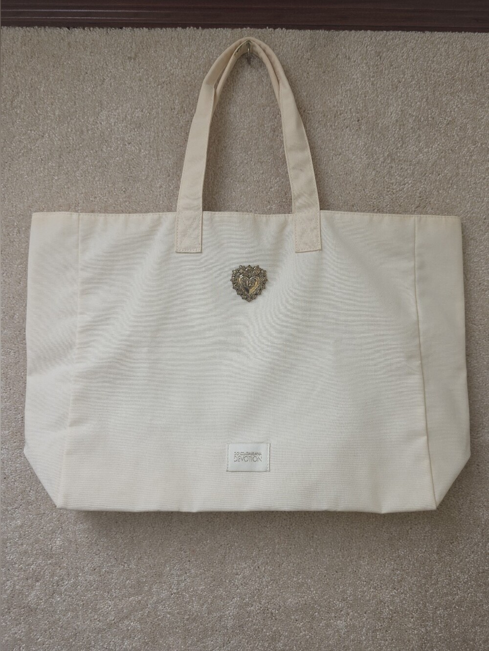 Dolce & Gabbana Devotion Fabric Tote Bag Ivory BRAND NEW